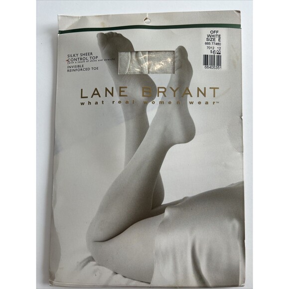 2 Pair Lane Bryant Silky Sheer Control Top Pantyhose In Off White Plus Size E - Picture 3 of 10